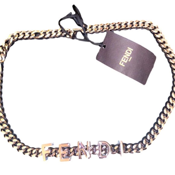 Fendi NWT size 65 belt (or necklace) in silver metal tone with letters $1150msrp - Picture 1 of 5
